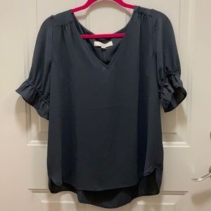 LOFT v neck puff sleeve top NWT